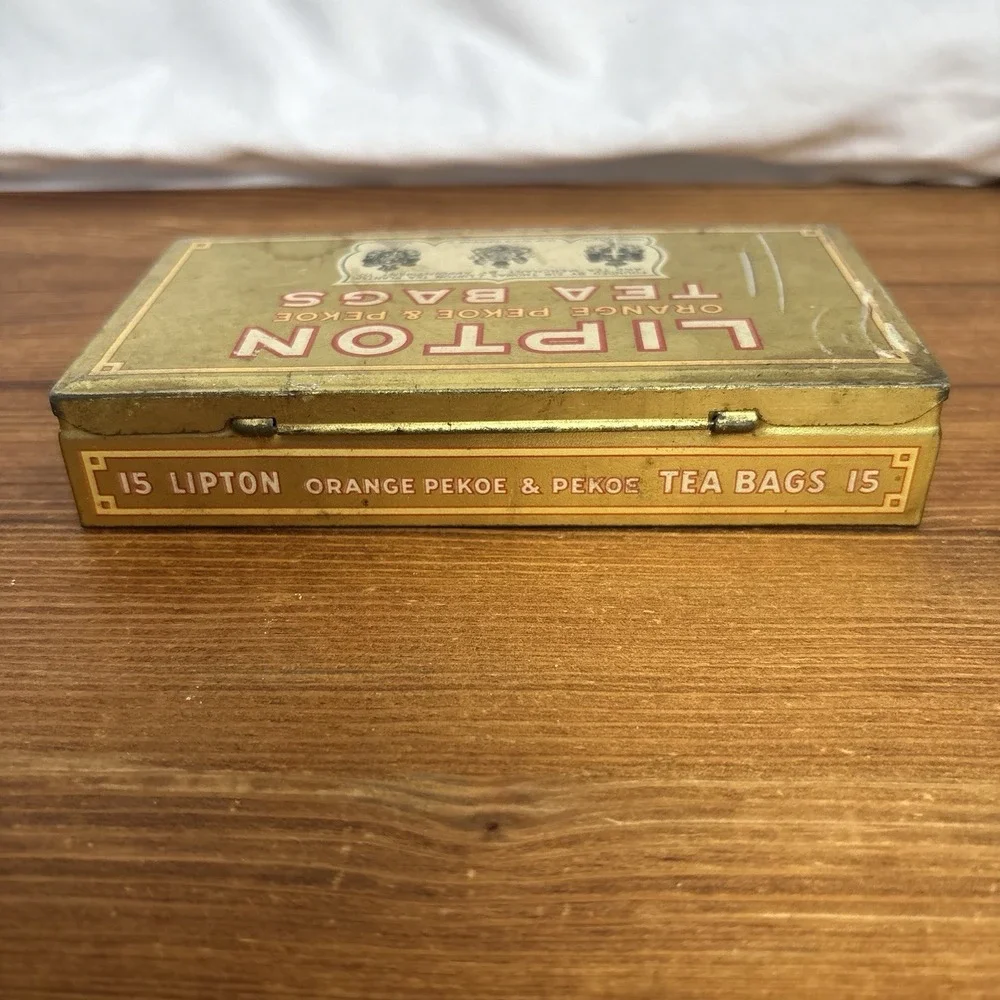 Vintage Lipton Orange Pekoe & Pekoe Tea Bags 15 Count Tin Empty Advertising Box
